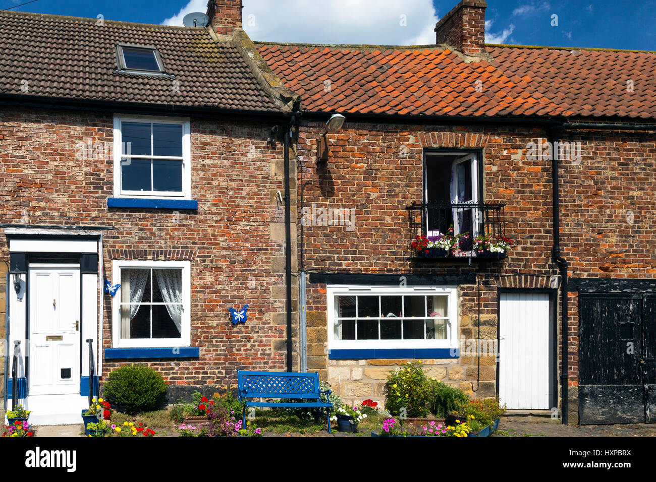 Houses on Levenside, River Leven, Stokesley, North Yorkshire, England