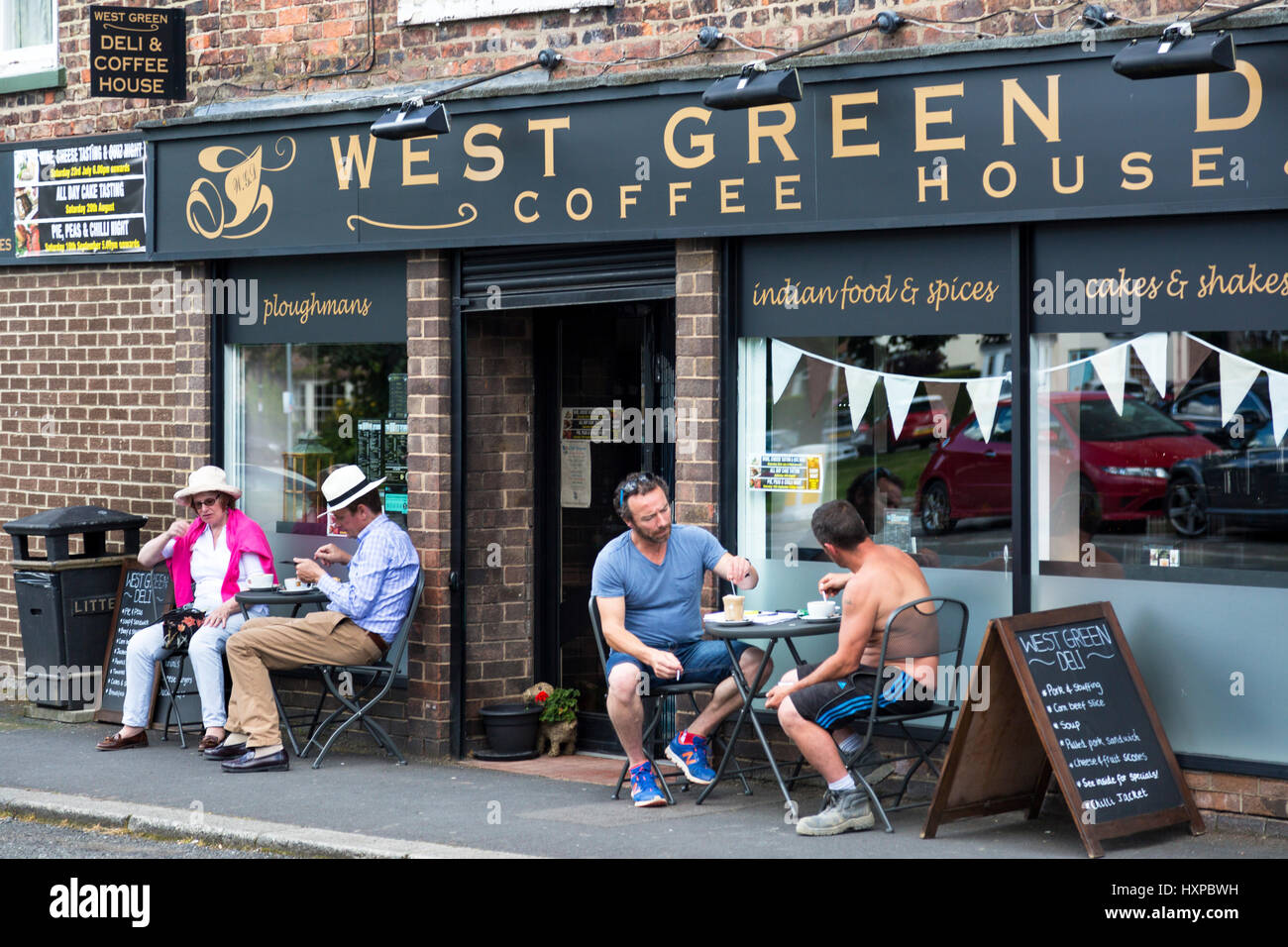 Customers at West Green Deli, Stokesley, North Yorkshire, England, UK