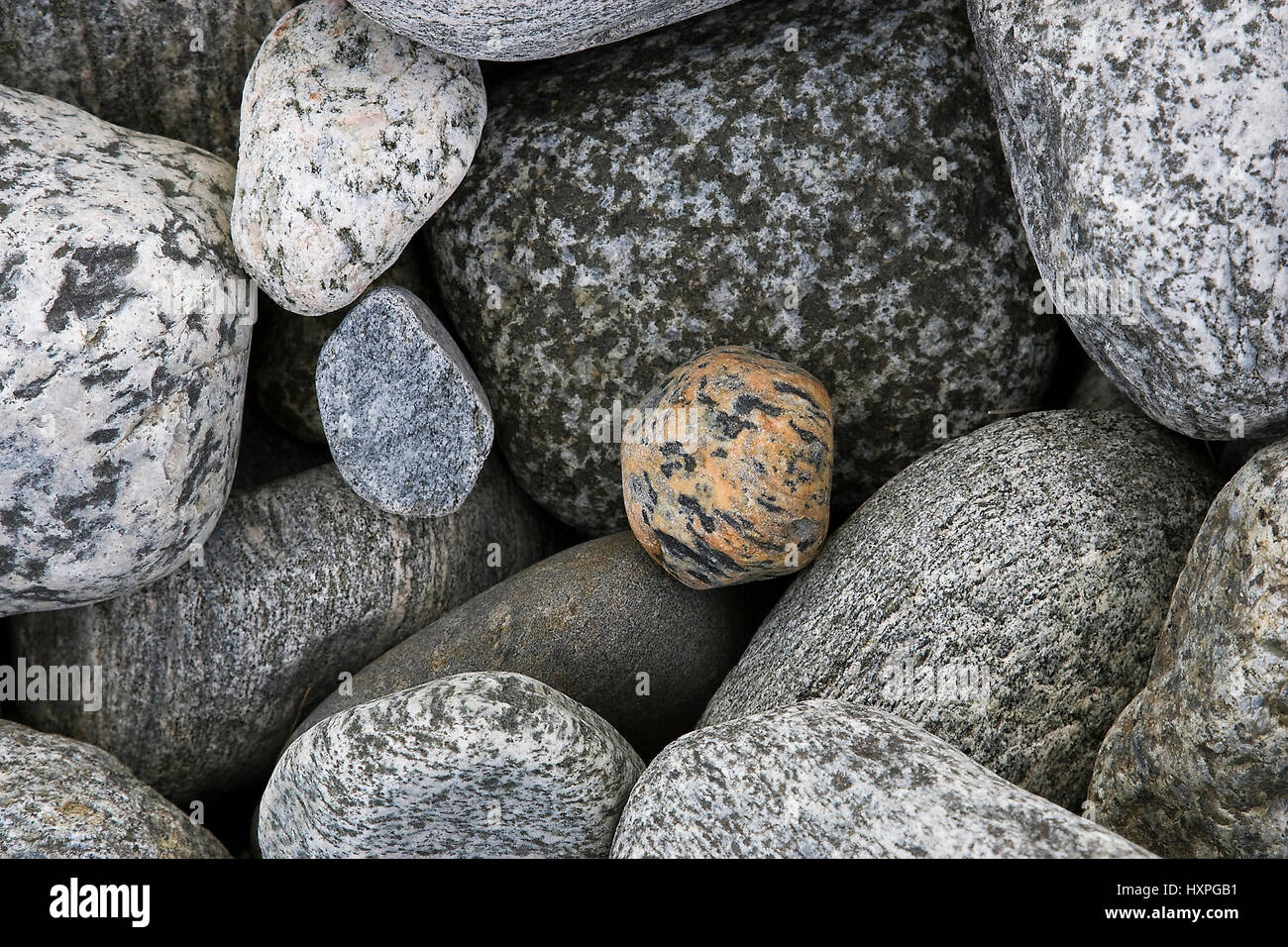 abgschliffene stones on the beach , abgschliffene Steine am Strand Stock Photo