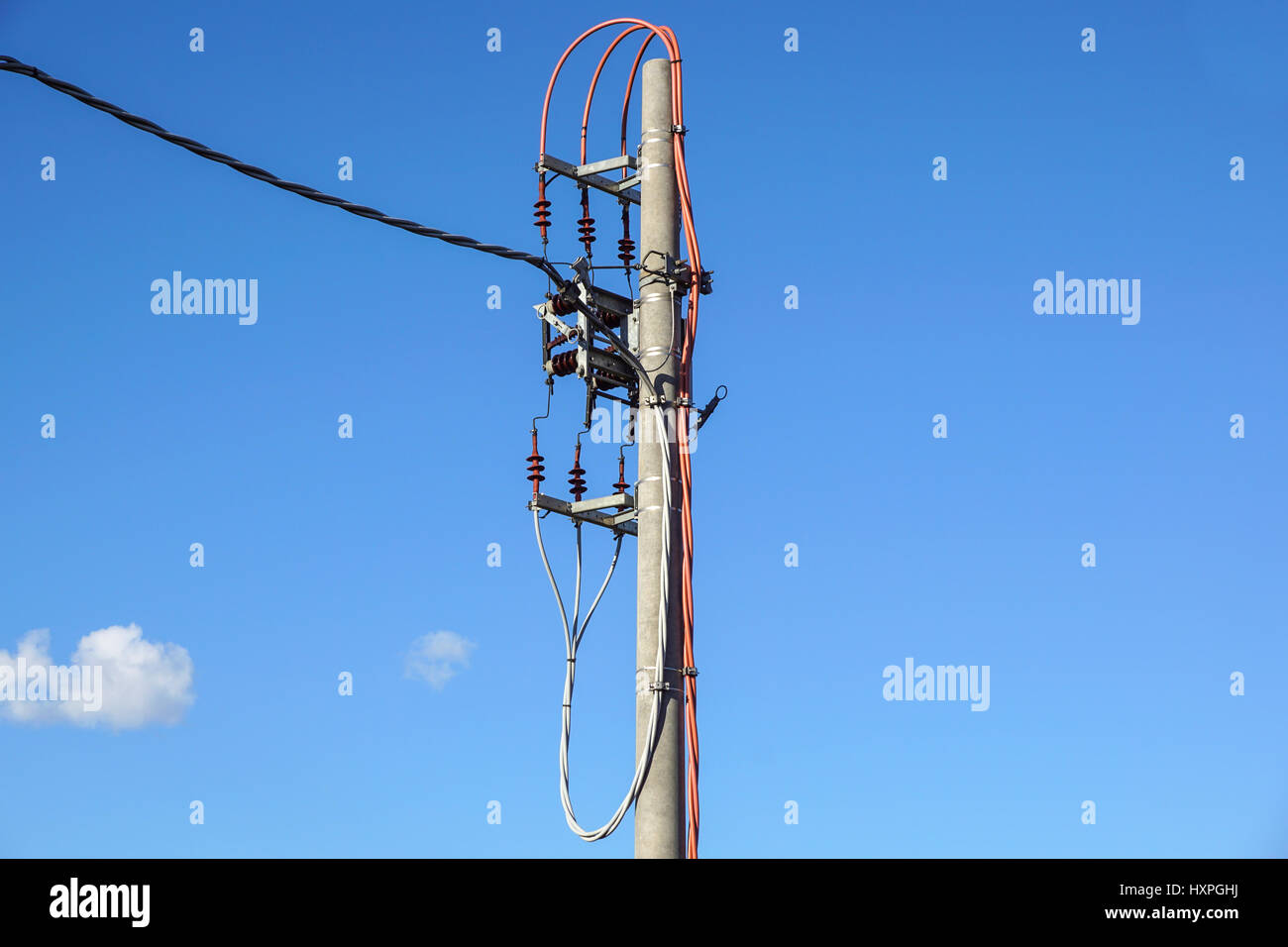 High voltage circuit breaker in a power substation Stock Photo Alamy