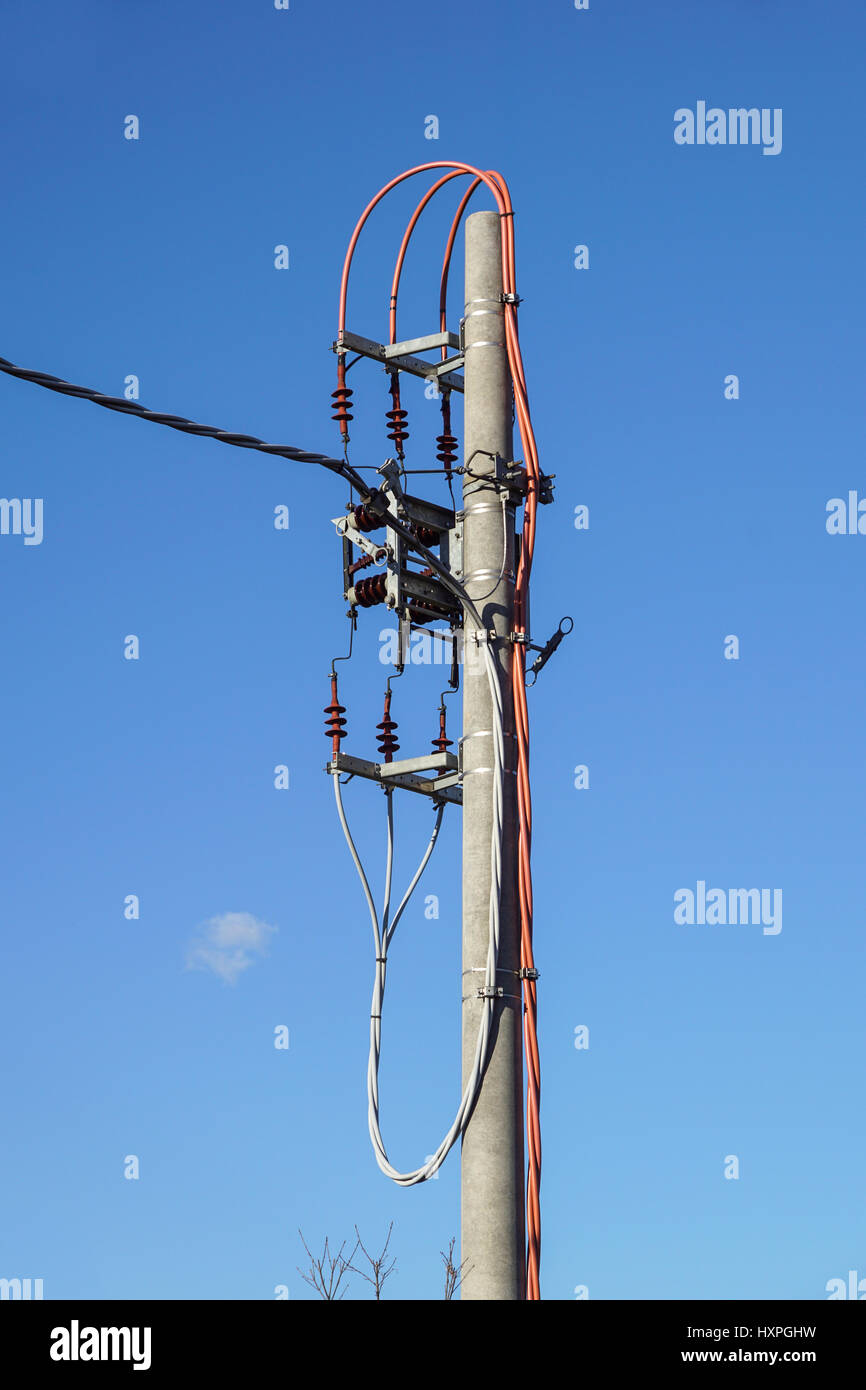 High voltage circuit breaker in a power substation Stock Photo Alamy
