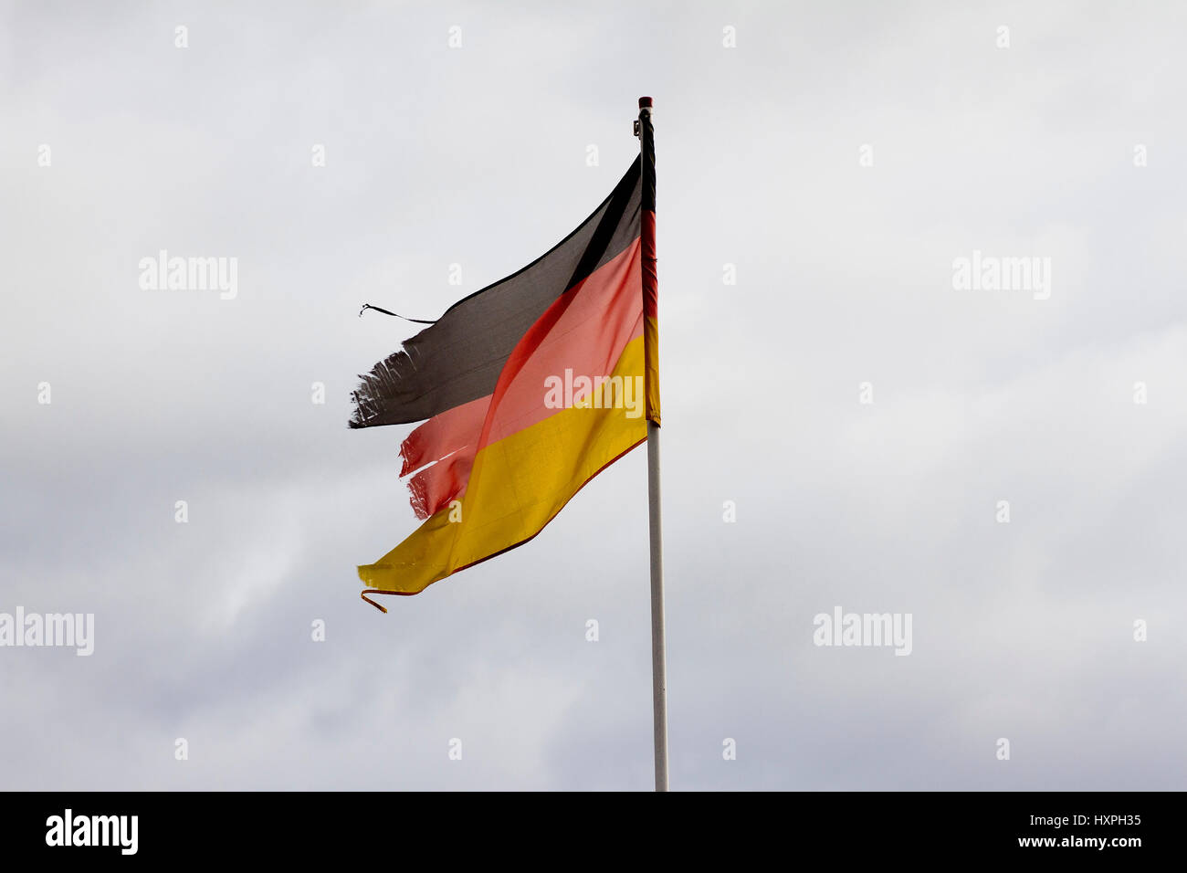 torn Germany flag, zerrissene Deutschland-Fahne Stock Photo