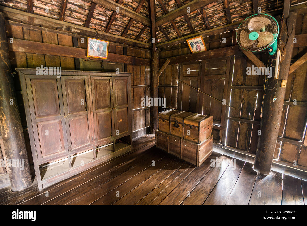 Interior of the traditional Khmer house in the Battambang Stock Photo