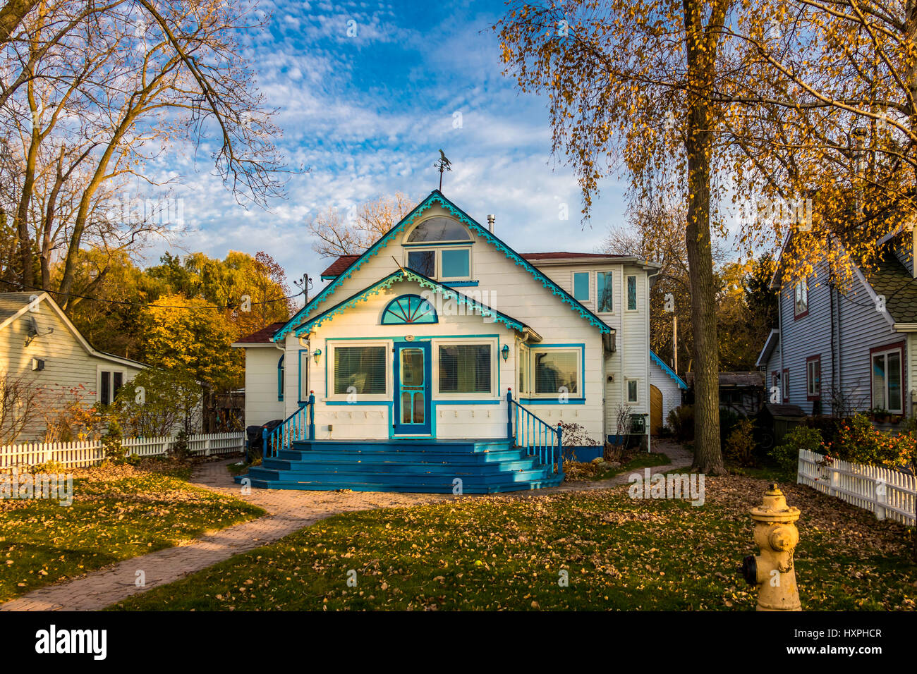 Beautiful blue house in Toronto Islands - Toronto, Ontario, Canada Stock Photo