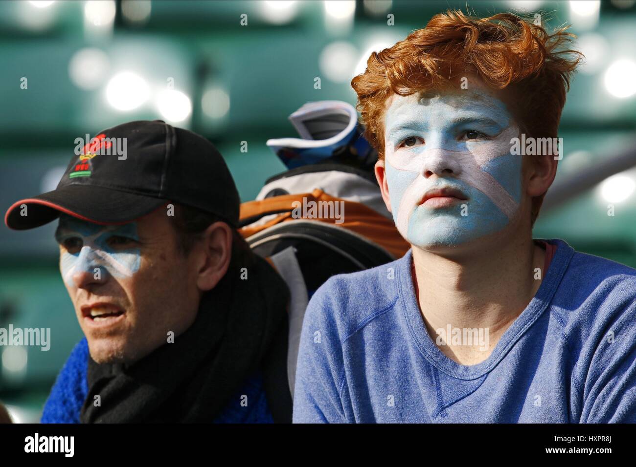 SCOTLAND FANS WITH FACE PAINT AUSTRALIA V SCOTLAND AUSTRALIA V SCOTLAND TWICKENHAM LONDON ENGLAND 18 October 2015 Stock Photo