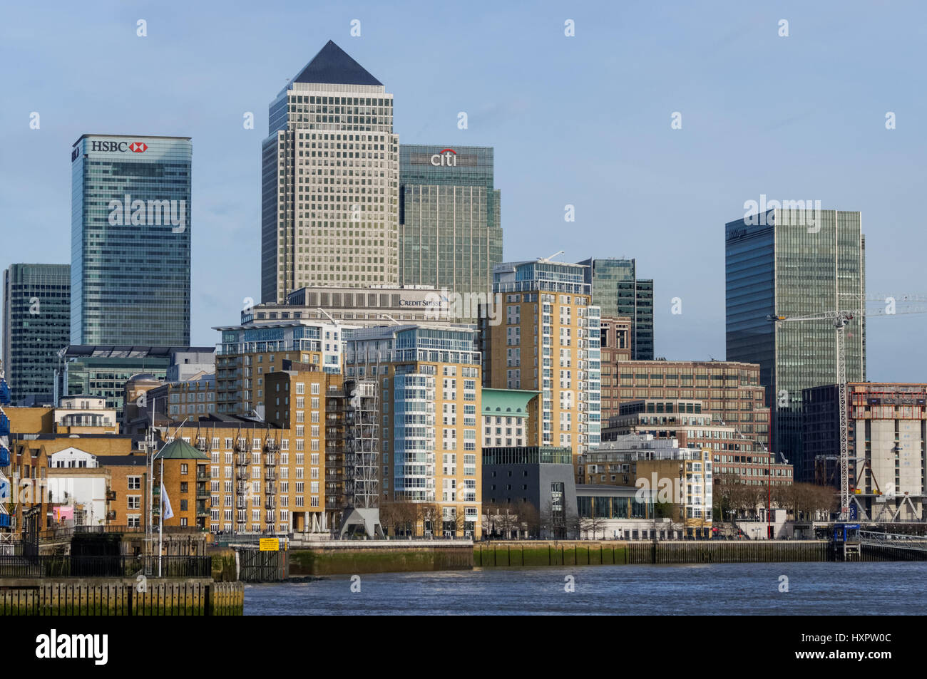 Skyscrapers and residential buildings in Canary Wharf, London United ...