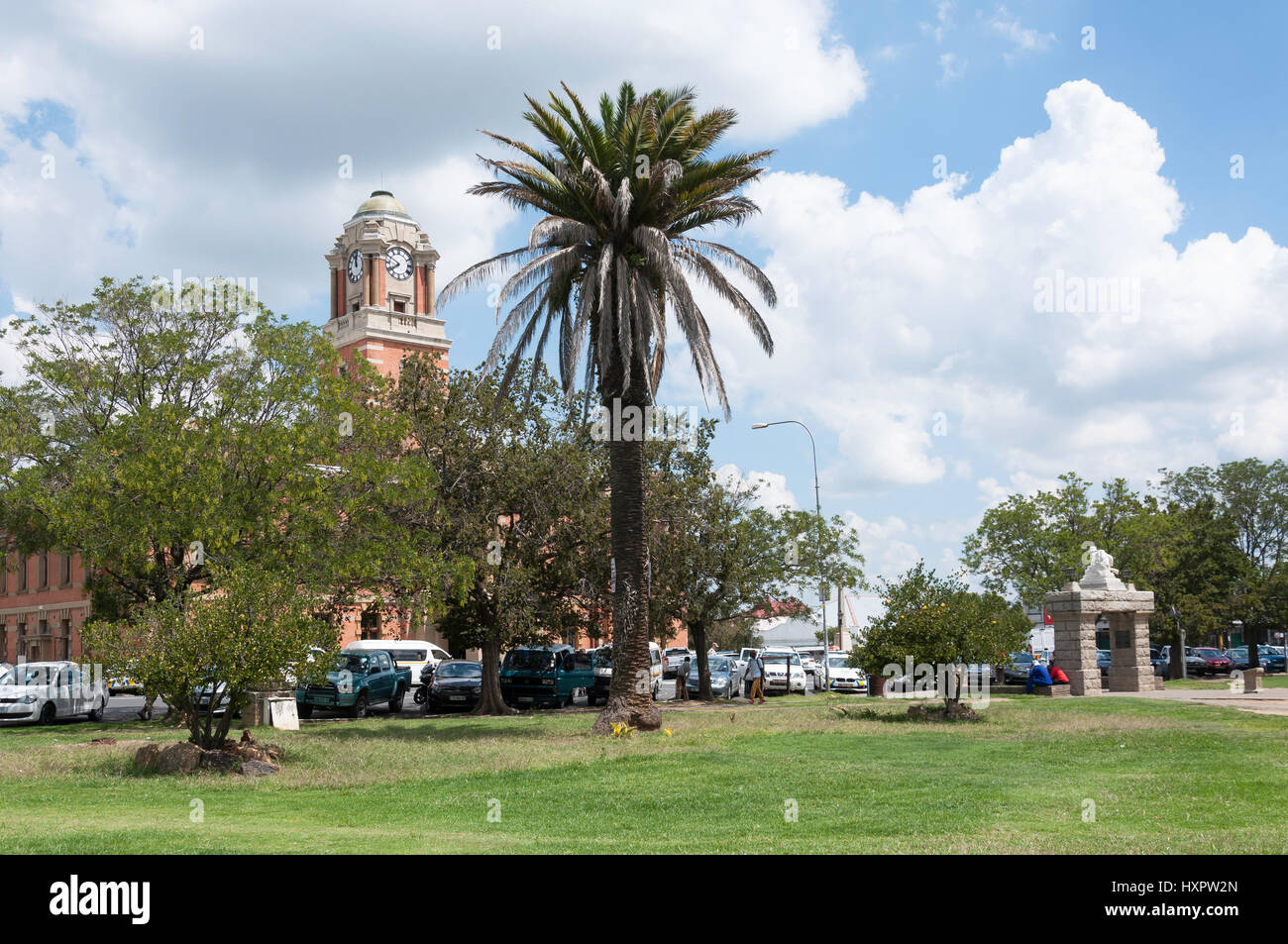 Harrismith Town Hall (National Monument) from park, Warden Street, Harrismith, Free State Province, Republic of South Africa Stock Photo