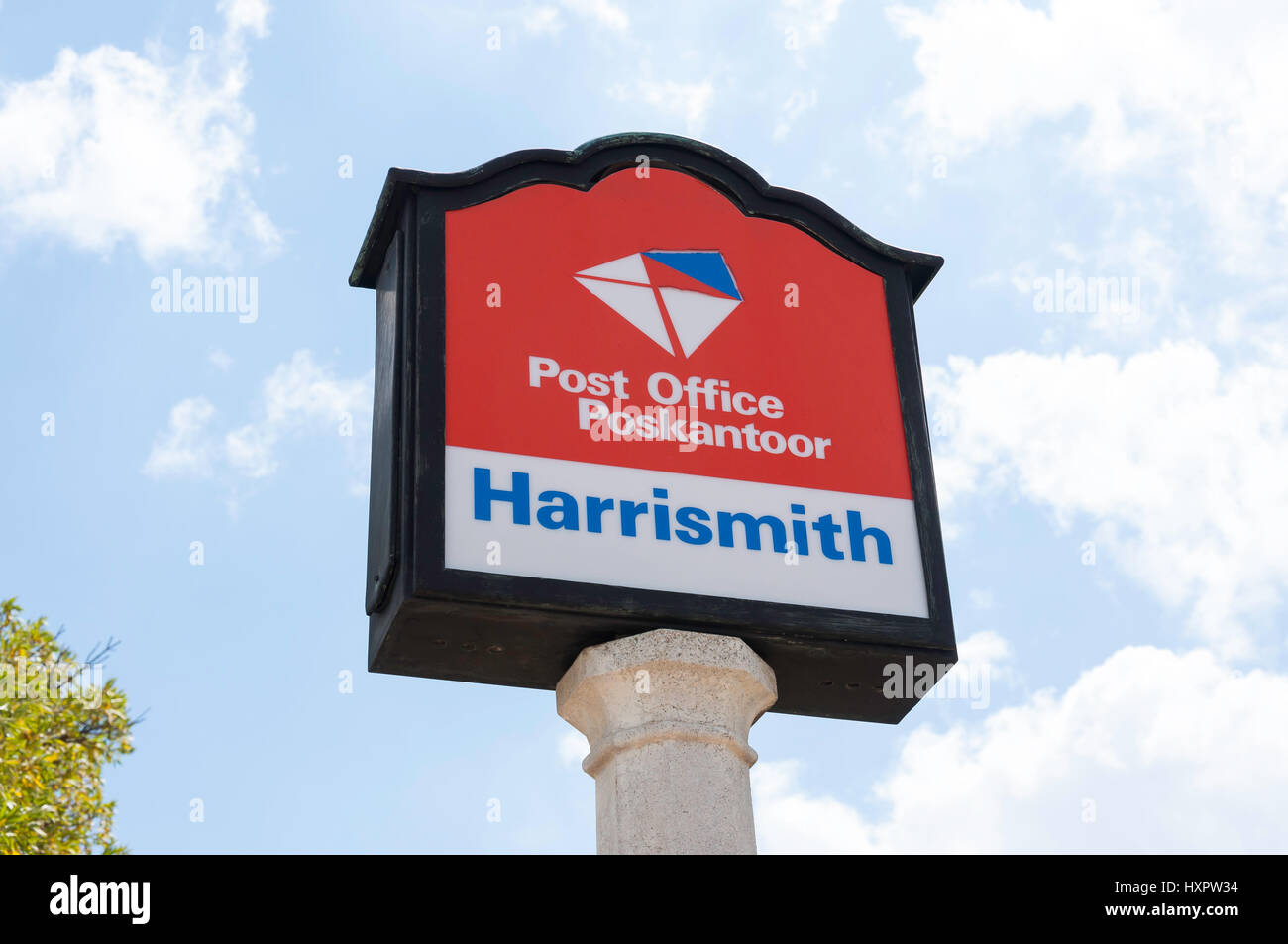 Harrison Post Office (Poskantoor) sign, Stuart Street, Harrismith, Free State Province, Republic of South Africa Stock Photo