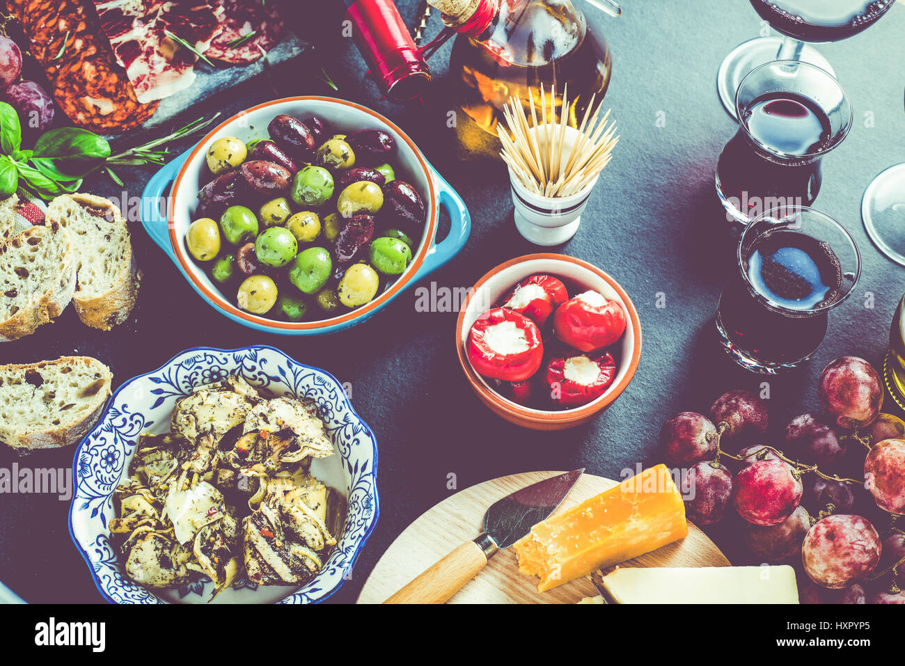party food, spanish tapas selection Stock Photo - Alamy