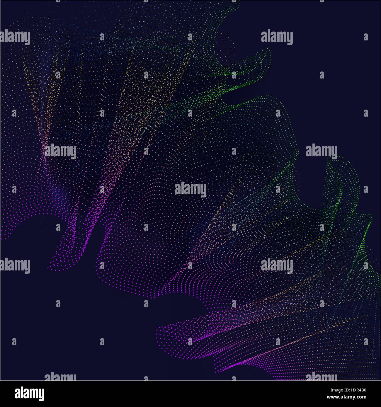Abstract 3d wave grid made of colorful particles, distorted mesh texture background. EPS10 vector. Stock Vector