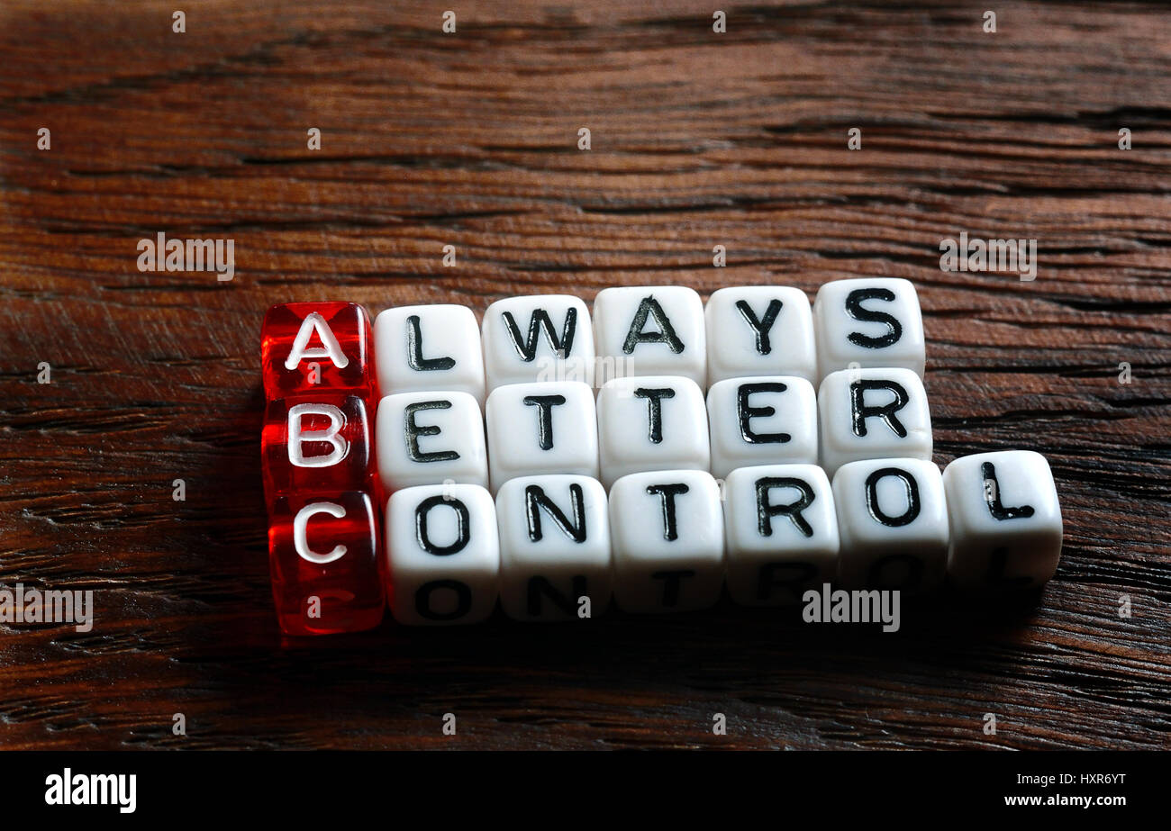 ABC Always Better Control acronym on dices Stock Photo Alamy