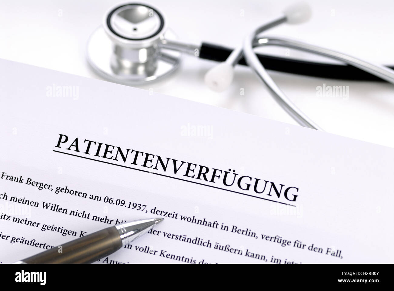 Patient's possession, Patientenverfügung Stock Photo