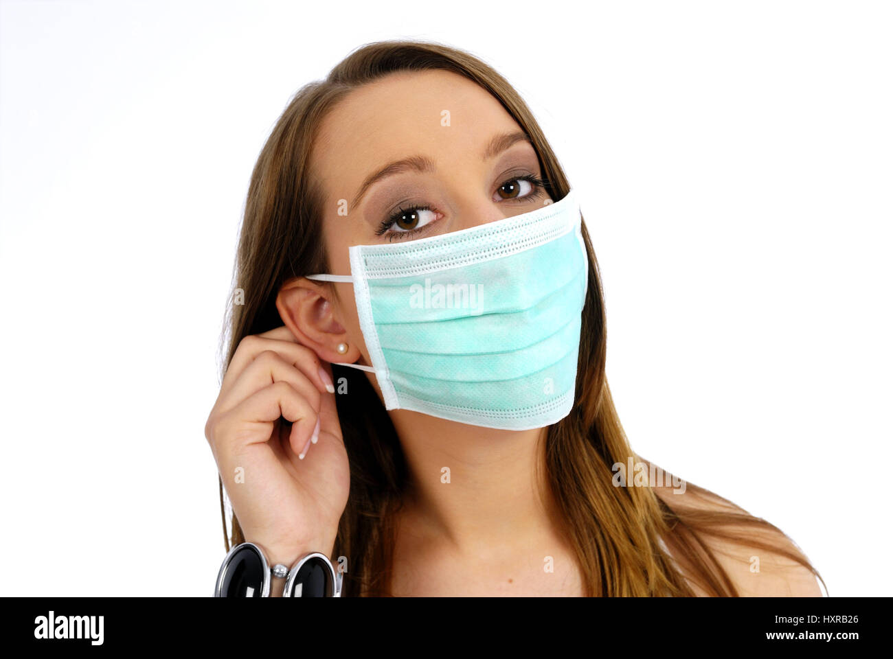 Woman with mask, pork influenza, Frau mit Mundschutz, Schweinegrippe Stock  Photo - Alamy