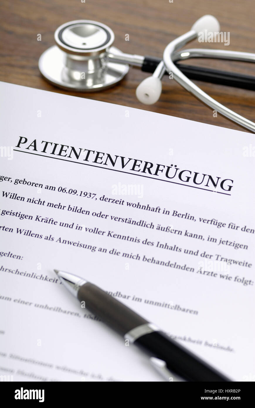 Patient's possession, Patientenverfügung Stock Photo