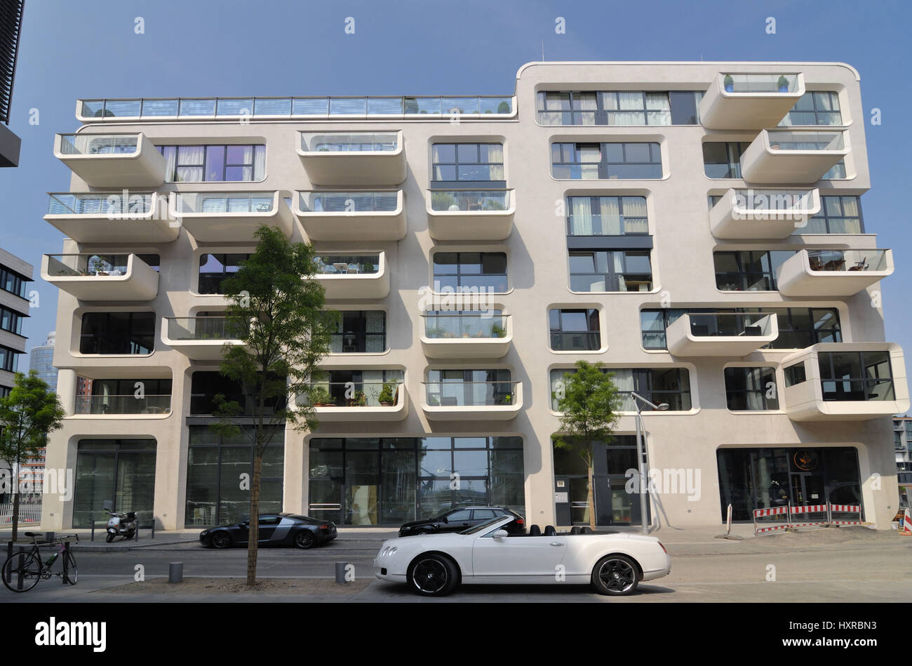 House facade with balconies in the harbour city of hamburg hi-res stock ...