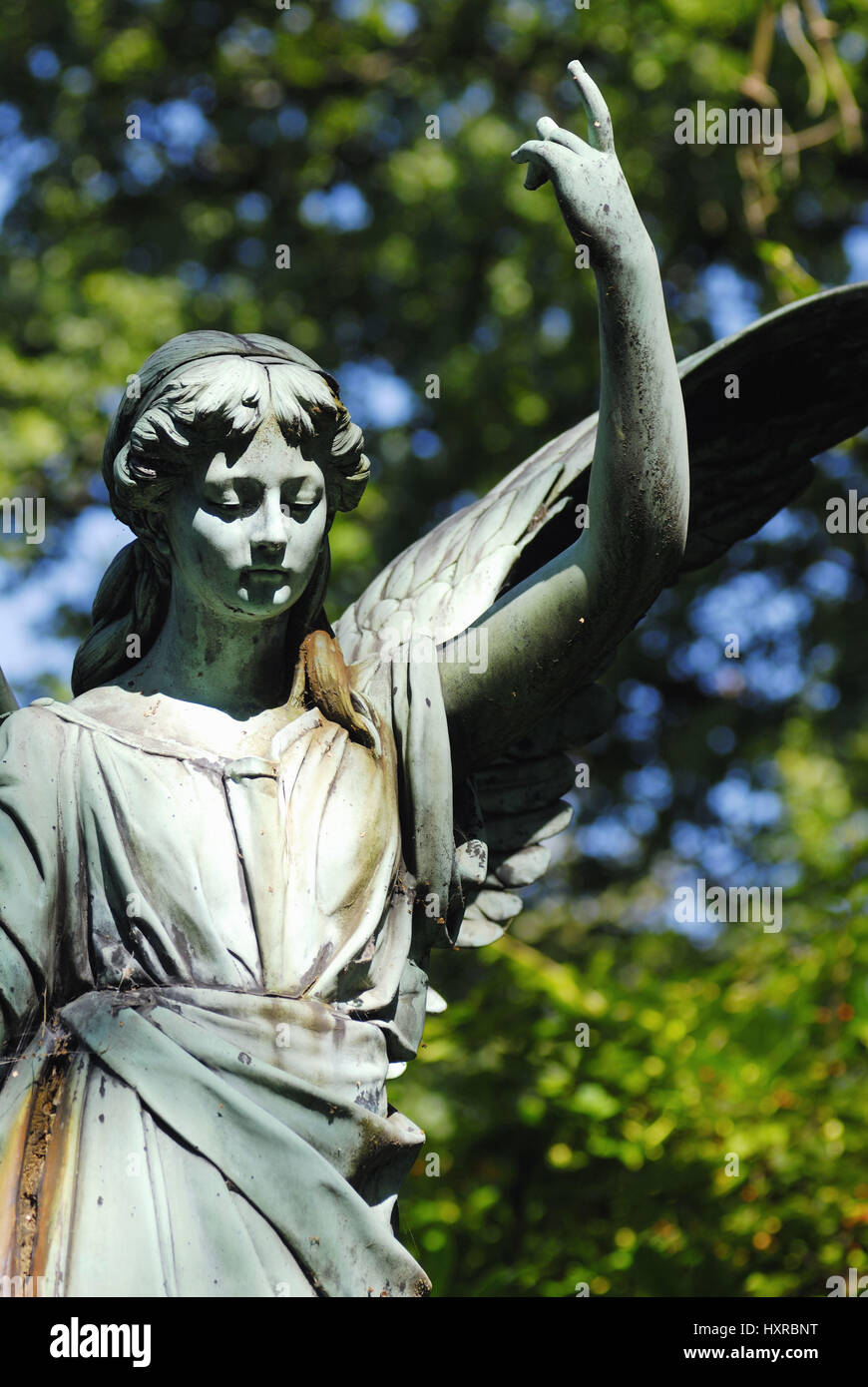 Historical angel's statue on the Ohlsdorfer cemetery in village Ohls ...