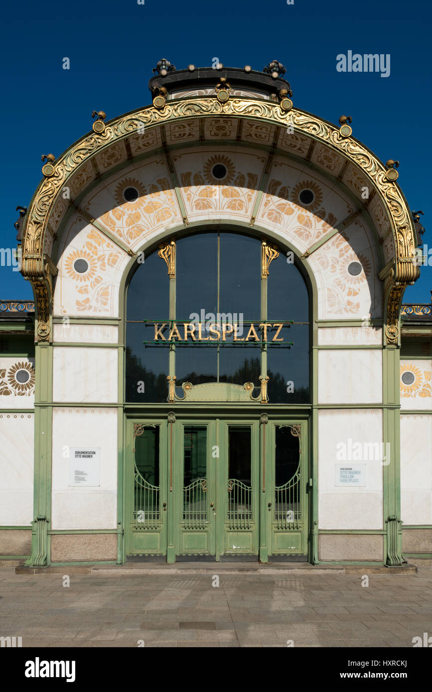 Otto Wagner Pavillon, Karlsplatz, Wien Stock Photo