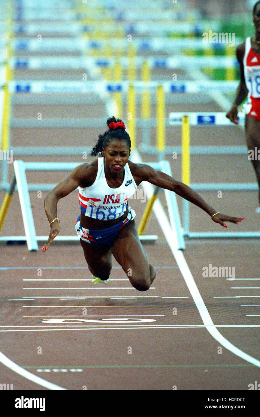 GAIL DEVERS 0LYMPIC 100 M HURDLES FINAL 14 August 1992 Stock Photo