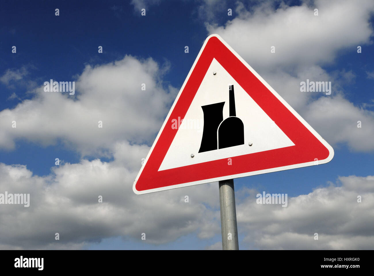 Danger sign Nuclear energy (picture assembly), Gefahrenschild Atomkraft (Bildmontage) Stock Photo