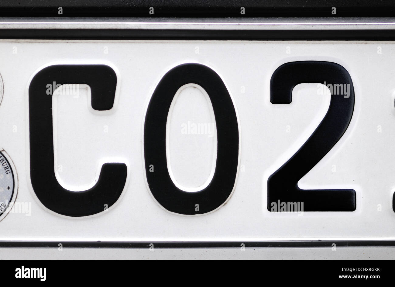 Car registration with the label CO2, Autokennzeichen mit der Aufschrift CO2  Stock Photo - Alamy