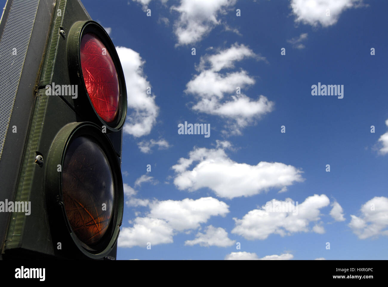 Red light, red, light, stop, hold, traffic light, traffic light, traffic lights, shine, stop blue, sky, clouds, stop, there stop, road traffic light,  Stock Photo
