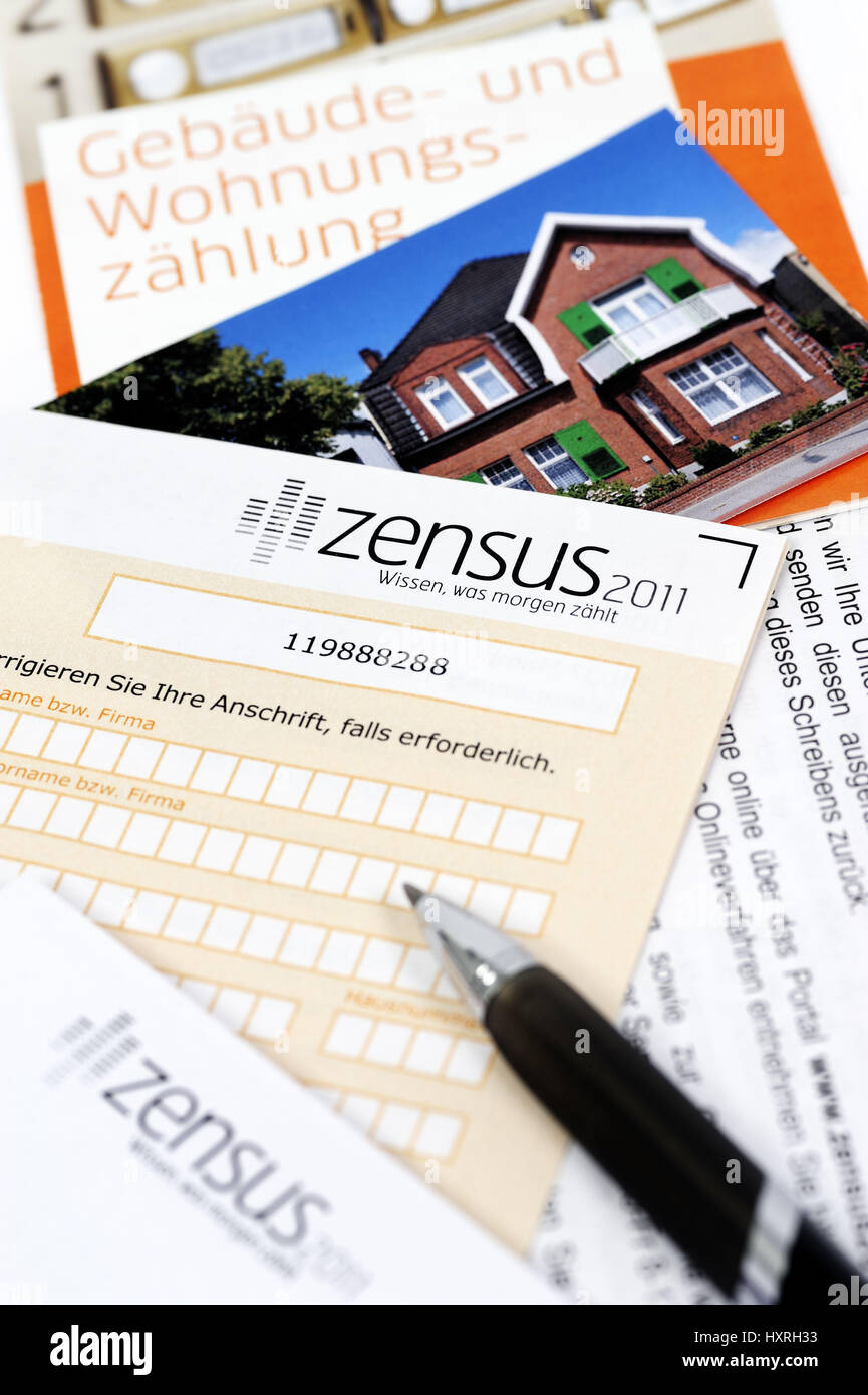 Documents to the Zensus in 2011, building and flat counting, Unterlagen zum Zensus 2011, Gebäude- und Wohnungszählung Stock Photo