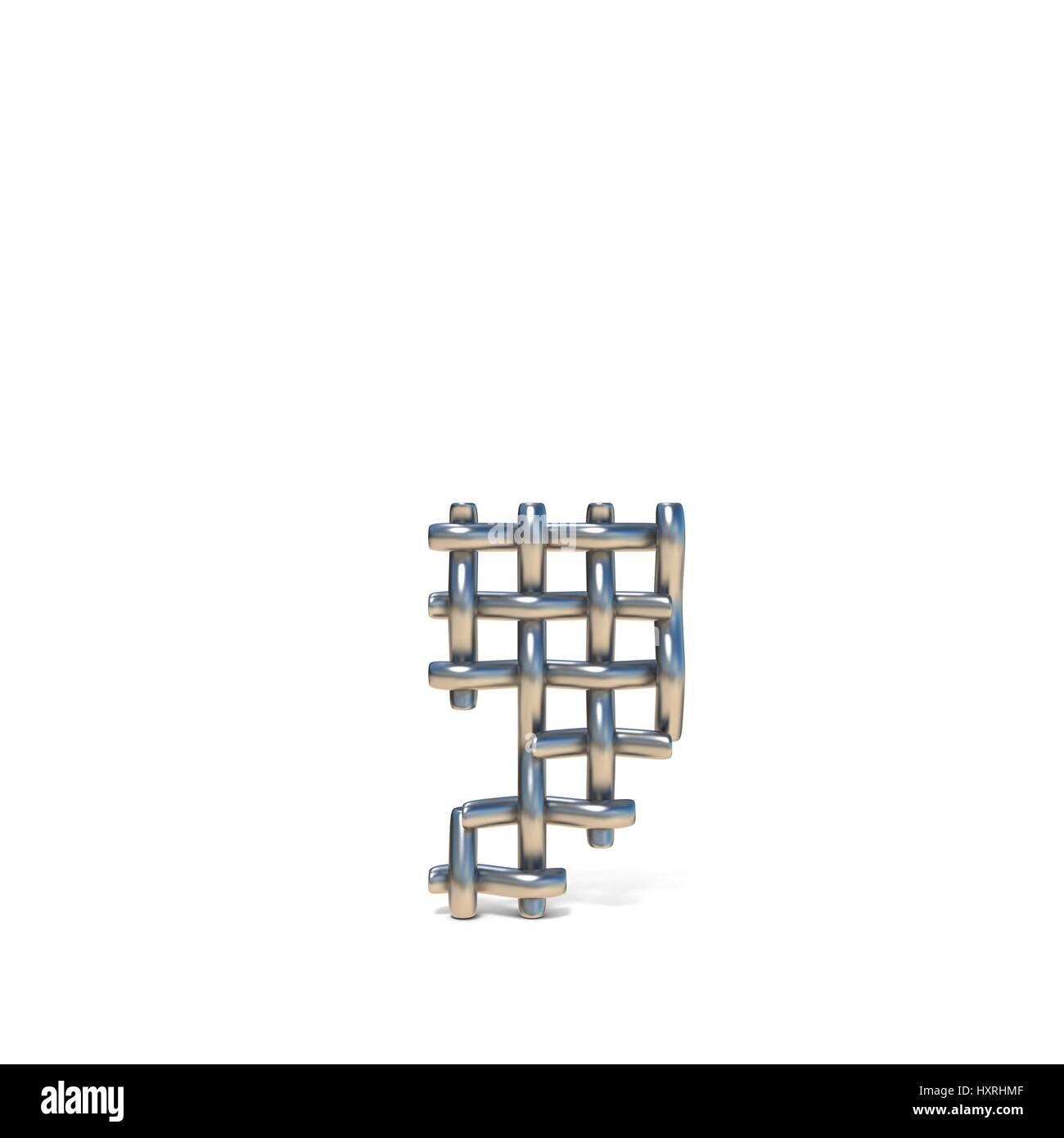 Metal wire mesh font COMMA 3D render illustration isolated on white ...