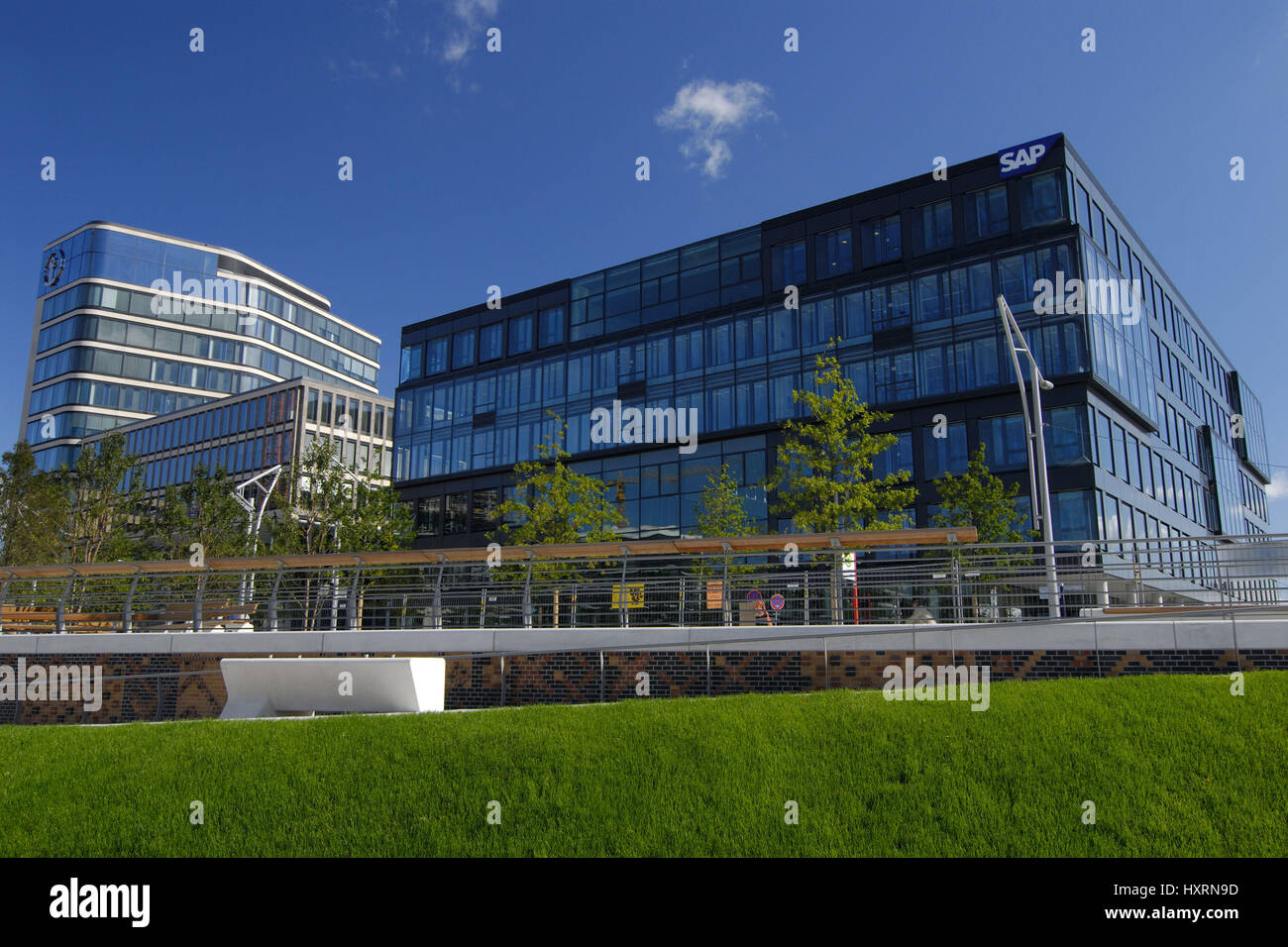 Modern office buildings of SAP and daring and nail in the Hamburg harbour city,, Moderne B¸rogeb‰ude von SAP und K¸hne und Nagel in der Hamburger Hafe Stock Photo