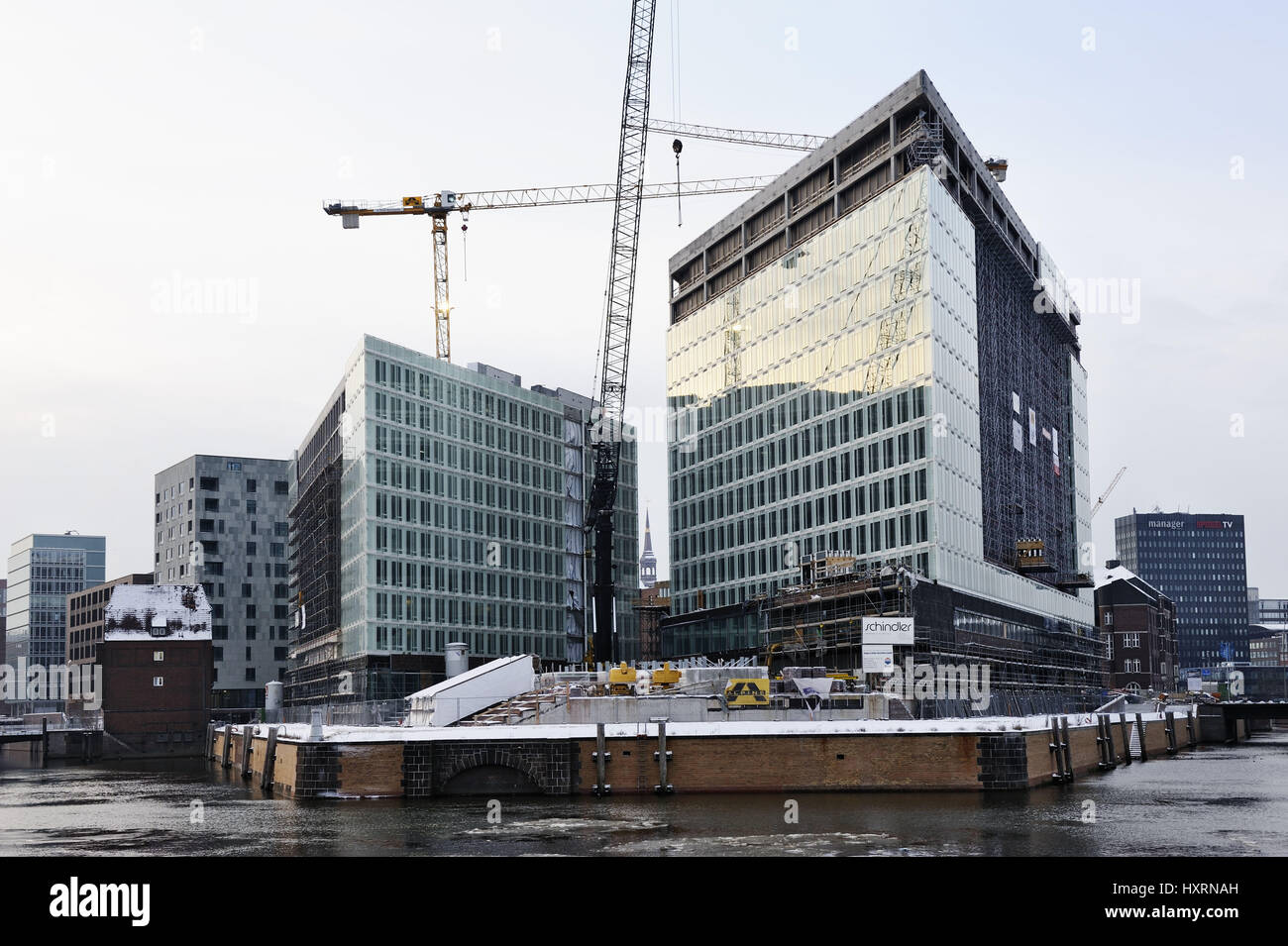 New building of the mirror-publishing company buildings in the Ericusspitze in Hamburg, Germany, Europe, Neubau der Spiegel-Verlagsgebäude an der Eric Stock Photo