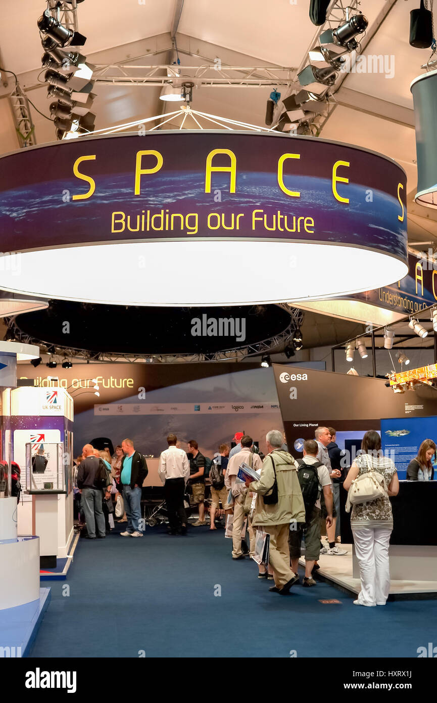 FARNBOROUGH, UK - JULY 25: Exhibition on the future of space exploration and technology. July 25 2010, Farnborough Airshow, UK. Stock Photo