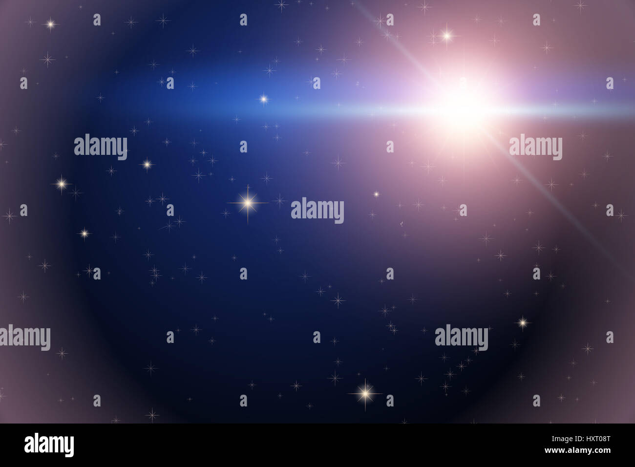 Background of Space with bright star Stock Photo