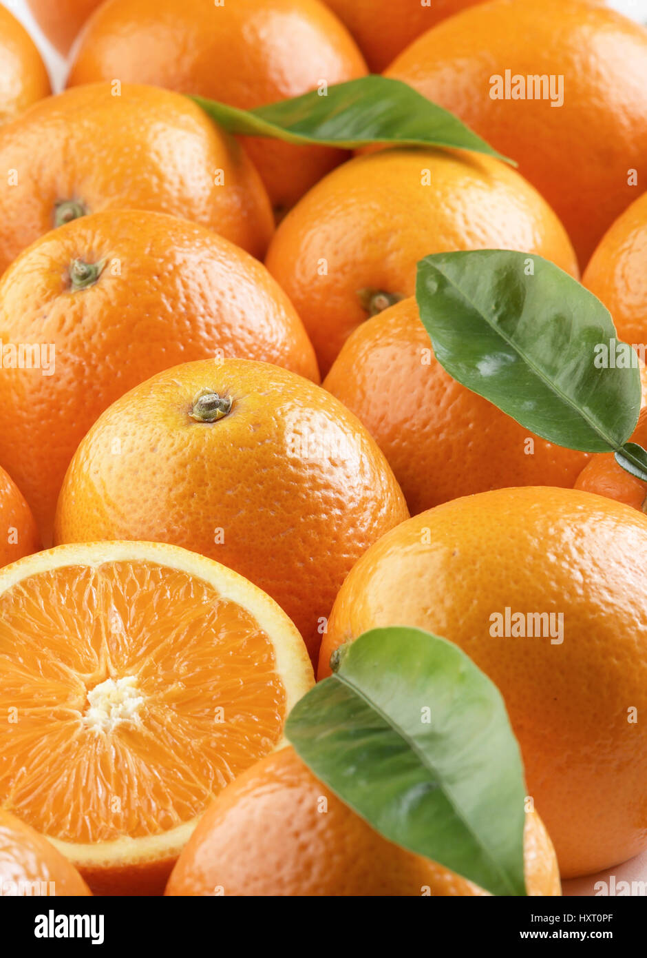 oranges with their leaf Stock Photo Alamy