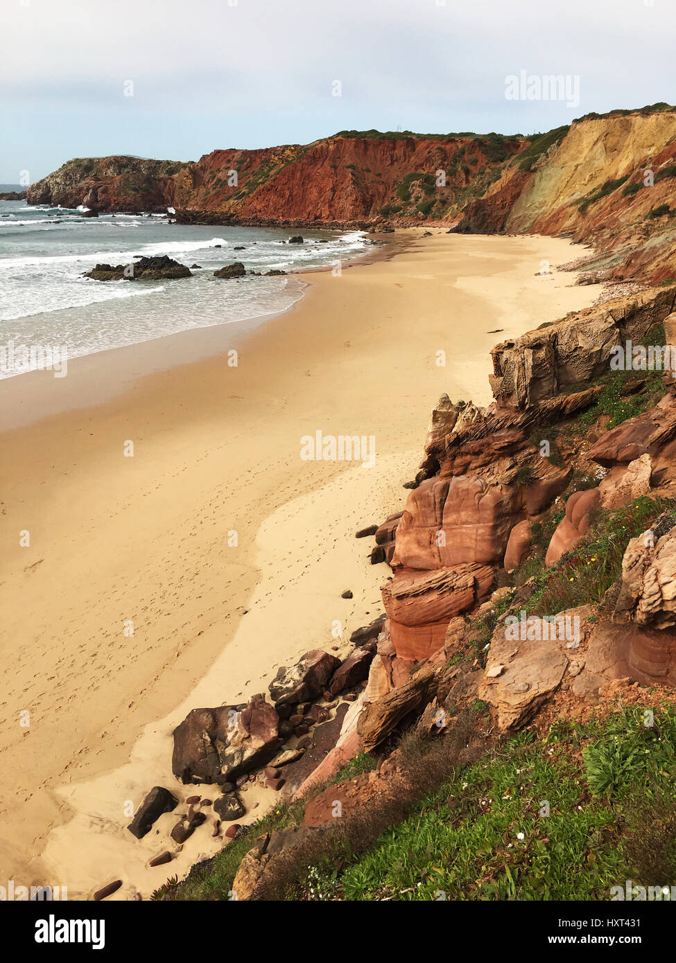 Vertical of beautiful beach in southwest Portugal Stock Photo