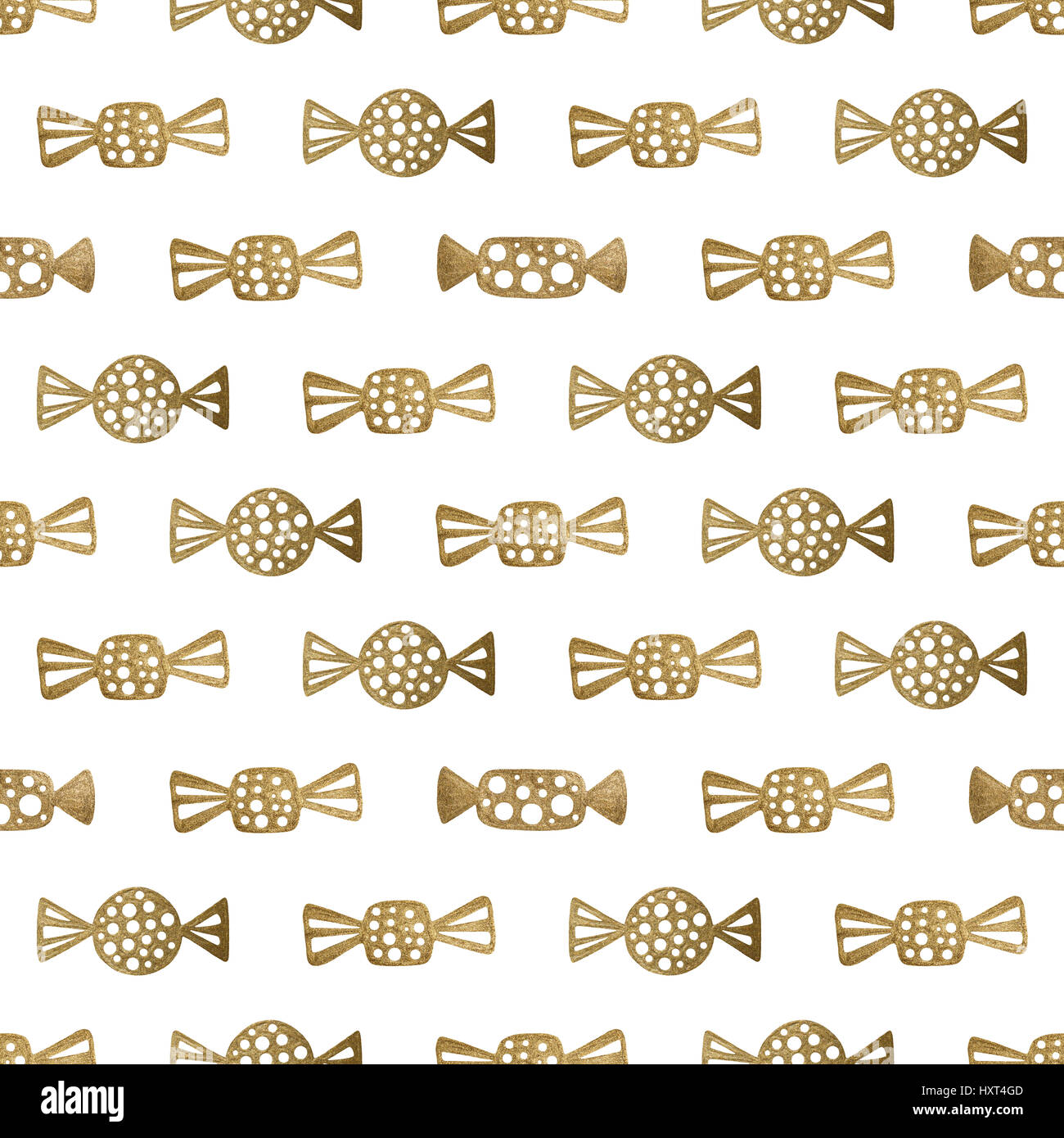 Abstract golden stylized candies pattern. Hand painted shine seamless ...