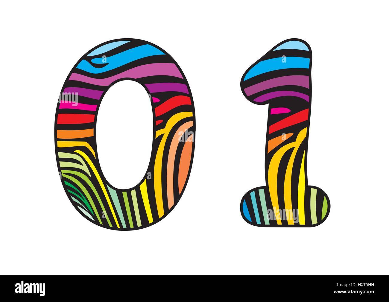 Background Skin Zebra Shaped Number Zero And One Stock Vector