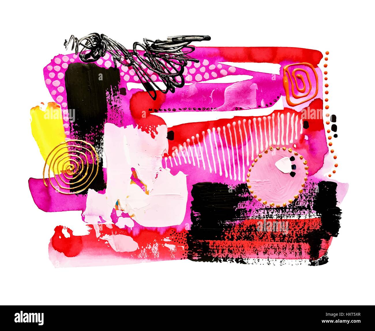 contemporary abstract art watercolor painting composition Stock Vector