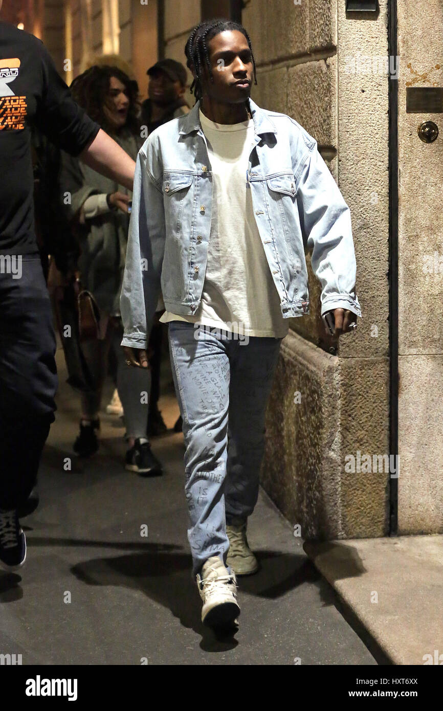 American rapper A$AP Rocky shopping at the Gucci and Prada stores in ...