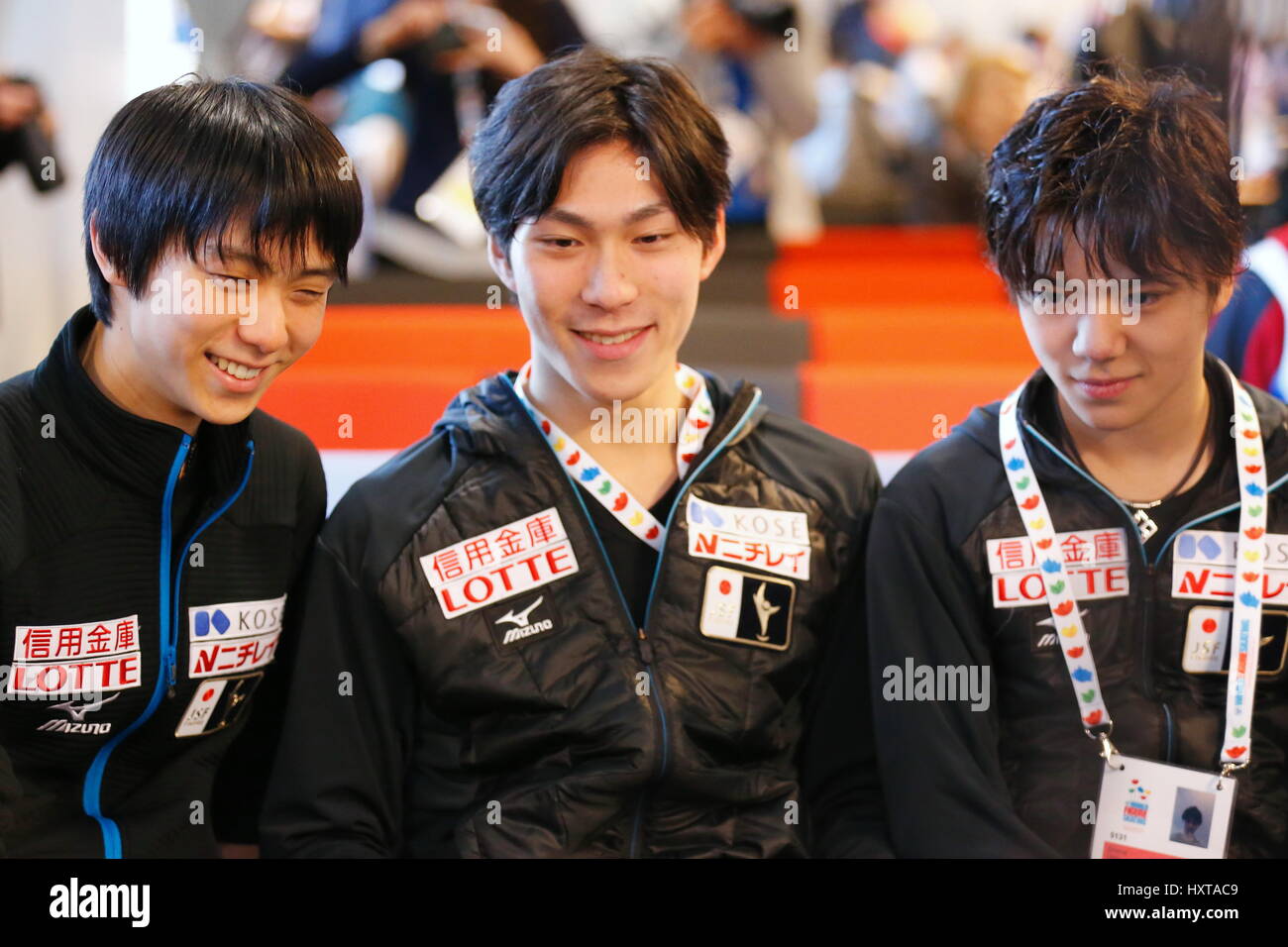 Helsinki, Finland. 29th Mar, 2017. (LR) Yuzuru Hanyu, Keiji Tanaka