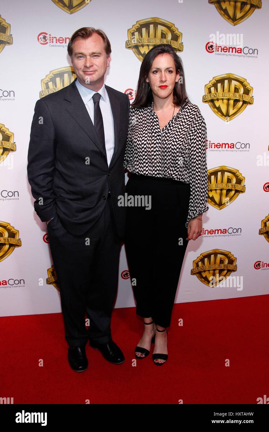 Las Vegas, NV, USA. 29th Mar, 2017.  Christopher Nolan, Emma Thomas at arrivals for Warner Bros. Pictures Invites You to The Big Picture at CinemaCon 2017, The Colosseum at Caesars Palace, Las Vegas, NV March 29, 2017. Credit: JA/Everett Collection/Alamy Live News Stock Photo