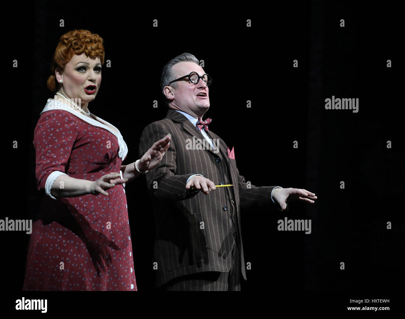 London, UK. 30th Mar, 2017. Pic shows: 42nd Street show at Theatre Royal Drury Lane Jasna Ivir as Maggie Jones red dress Pic by Gavin Rodgers/Pixel 8000 Ltd Credit: Gavin Rodgers/Alamy Live News Stock Photo