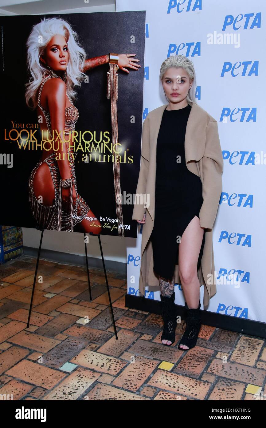 New York NY USA. 30th Mar 2017. Amina Blue at the press conference for Yeezy Model Amina Blue Unveils New PETA Ad Campaign West Side YMCA New York NY March 30 2017