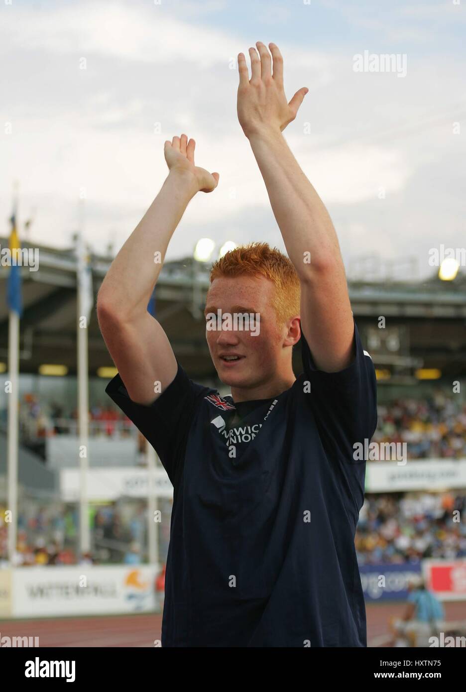 GREG RUTHERFORD CELEBRATES LONG JUMP ULLEVI STADIUM GOTEBORG SWEDEN 08 ...