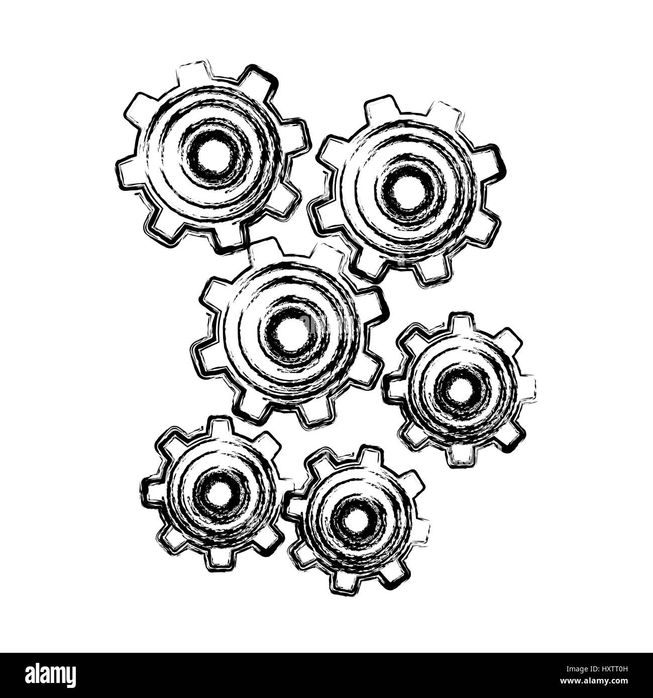 monochrome sketch with pinions set Stock Photo - Alamy