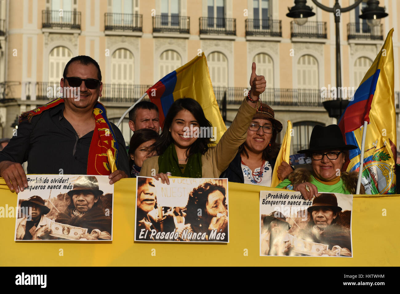 Madrid, Spain. 29th Mar, 2017. Supporters of Lenin Moreno, candidate of the ruling PAIS Alliance Party, pictured during the closing event of his party's election campaign in Madrid. Credit: Jorge Sanz/Pacific Press/Alamy Live News Stock Photo