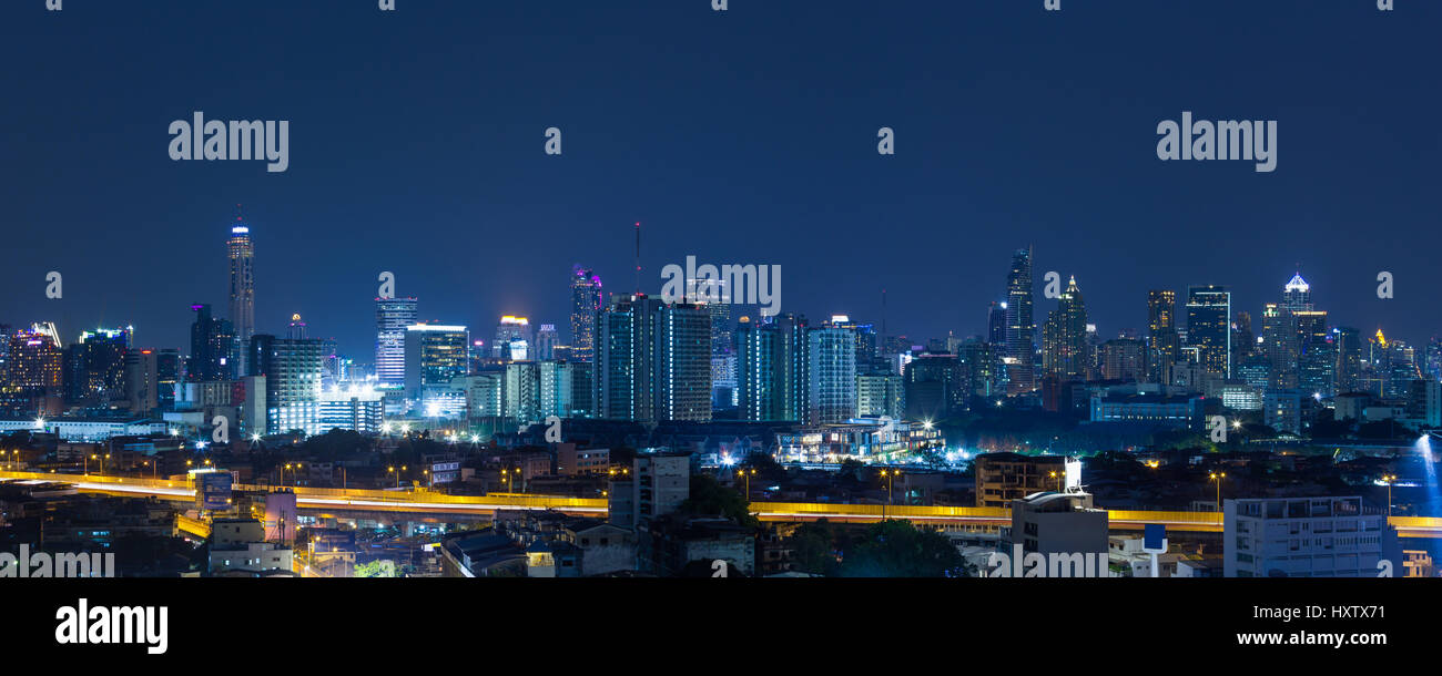 Panorama bangkok city at night Stock Photo - Alamy