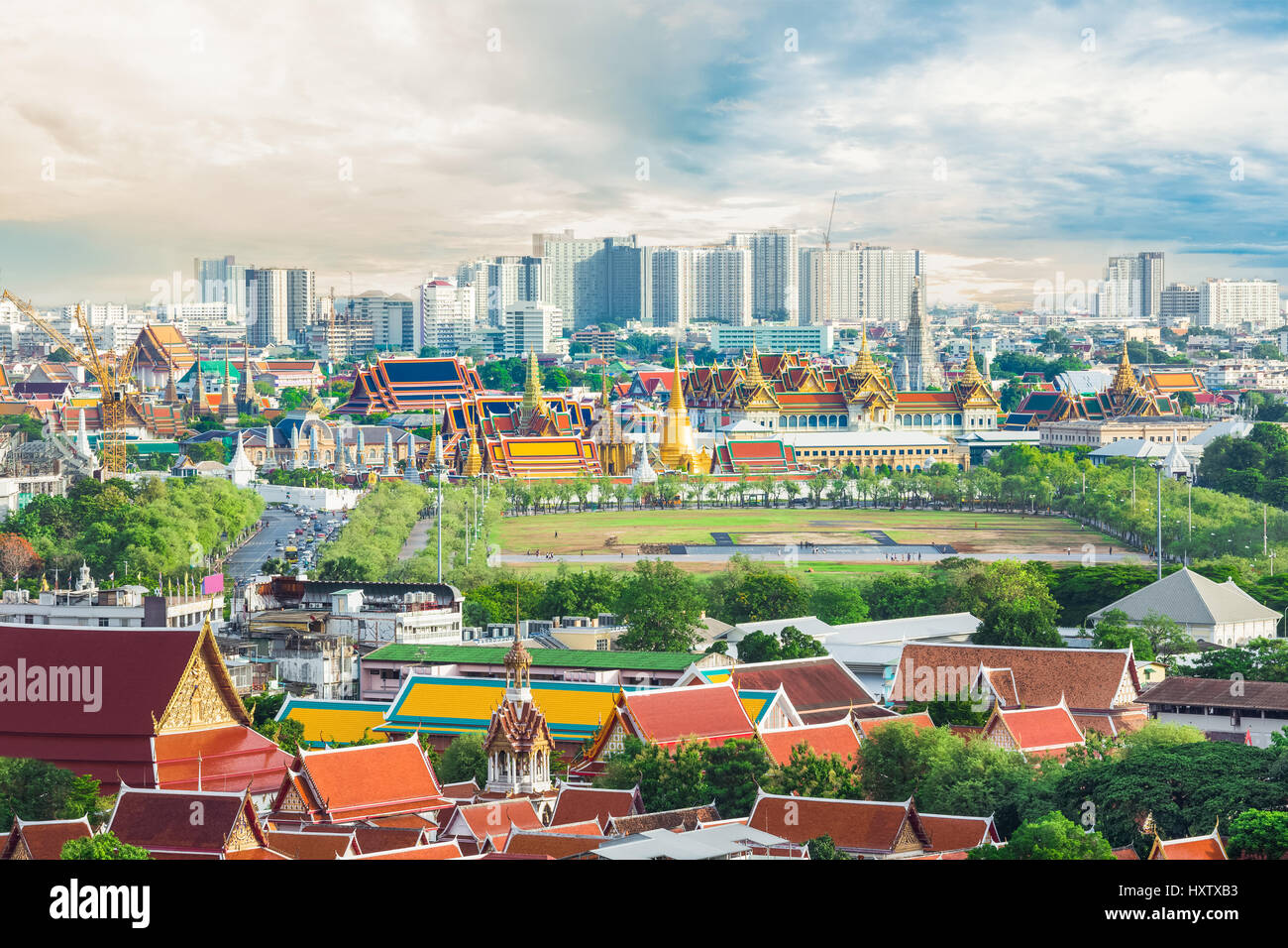 The beauty top view of the Emerald Buddha Temple in Bangkok Thailand ...