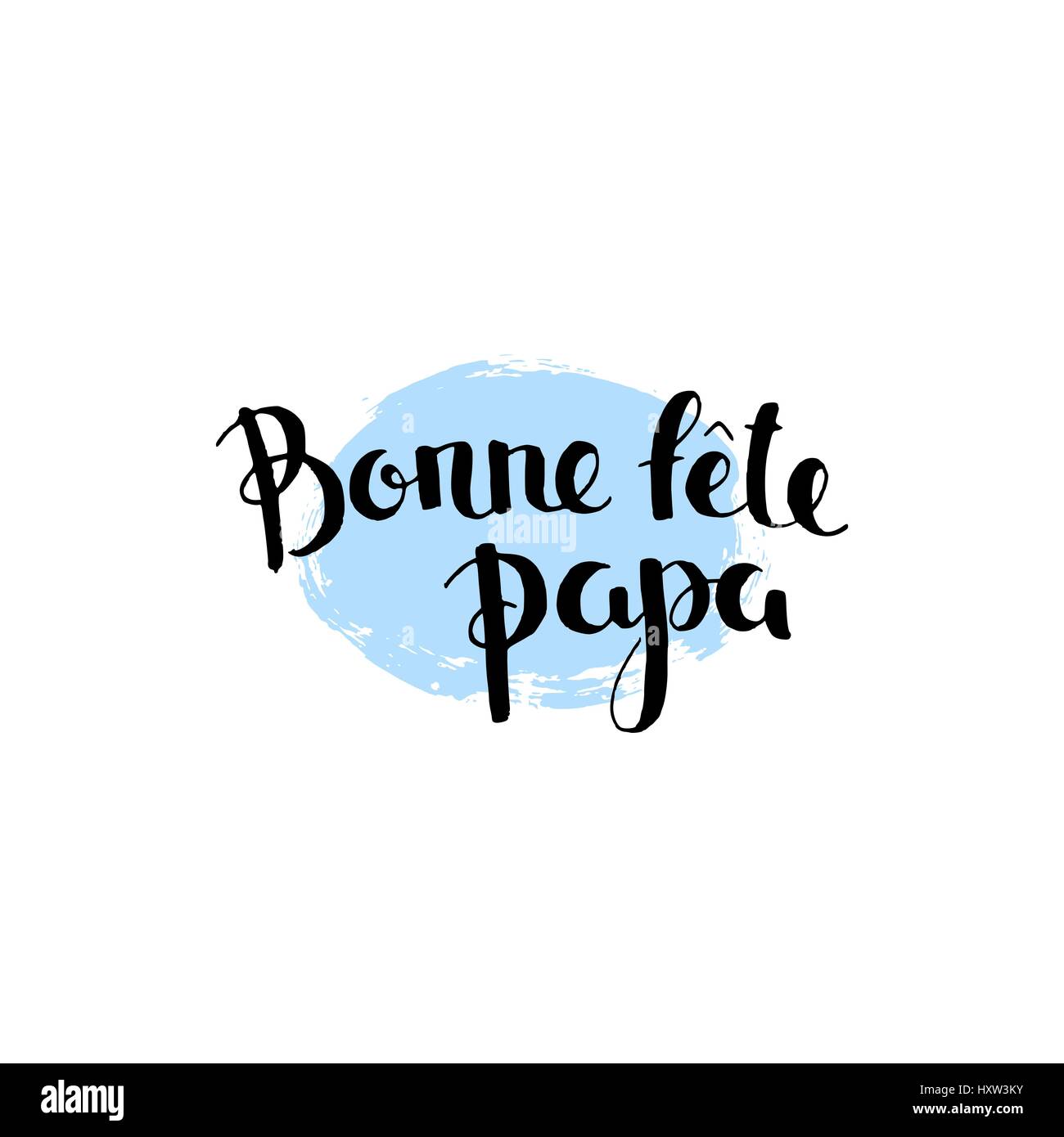 Father's day in French brush pen handwritten lettering. Modern vector hand drawn calligraphy with brush texture isolated on white background Stock Vector