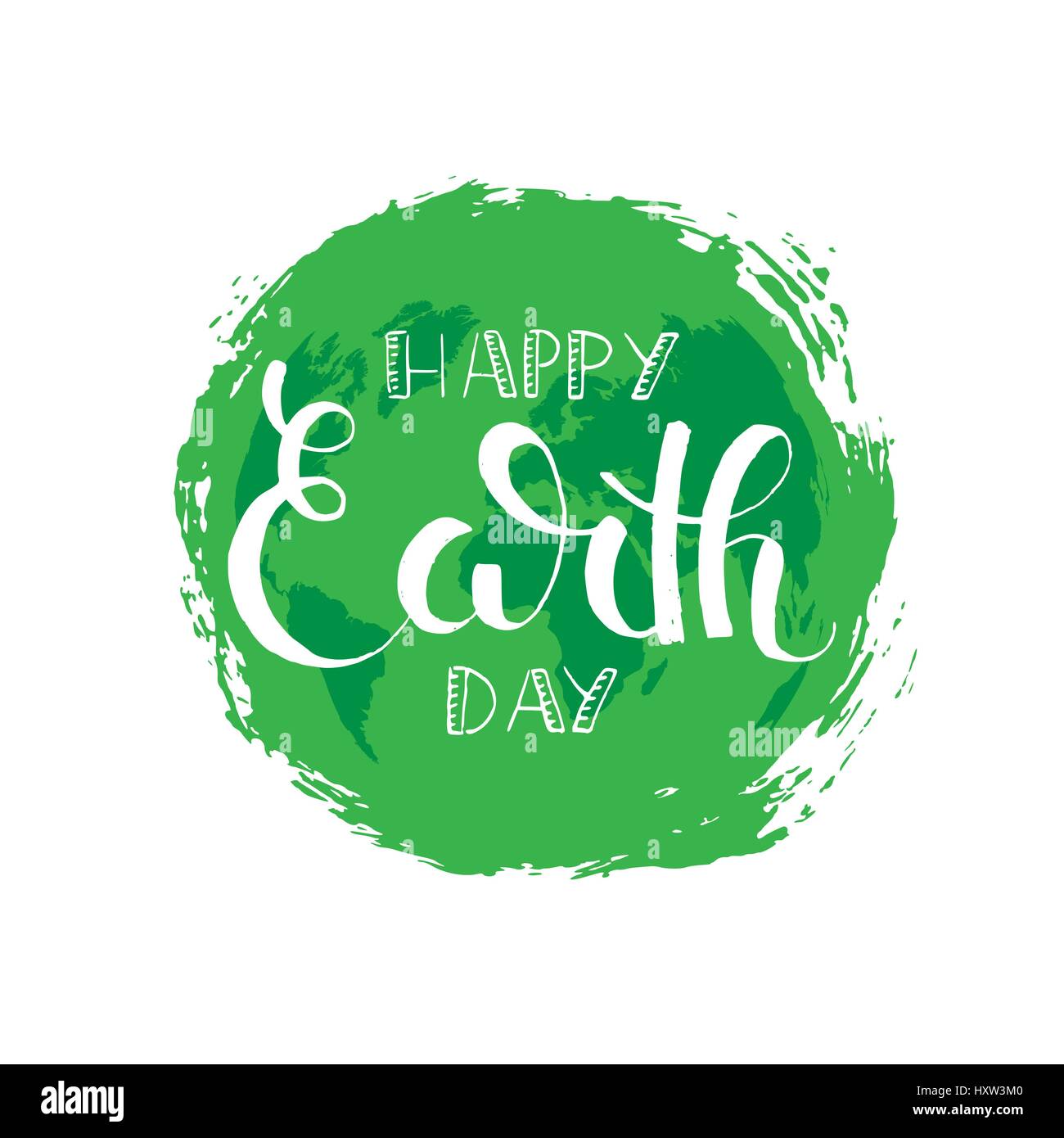 Happy Earth day brush pen handwritten lettering. April 22. Modern vector hand drawn calligraphy with brush texture isolated on white background Stock Vector