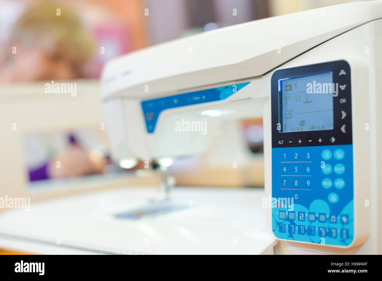 Closeup of electronic sewing machine Stock Photo Alamy