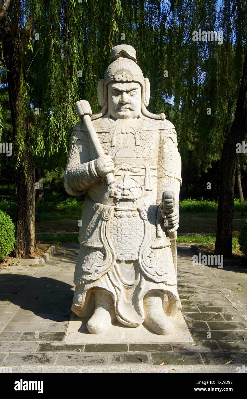 Statue of a General in The General Sacred Way of the Ming Tombs. It was built between 1435 and 1540. Shisanling, Beijing, China Stock Photo